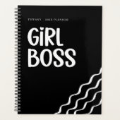 Cute Girl Boss Black and White Monogram Year Planer (Vorderseite)