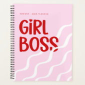 Cute Girl Boss Pink and Red Monogram Year Planer (Vorderseite)