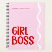 Cute Girl Boss Pink and Red Monogram Year Planer (Vorderseite)