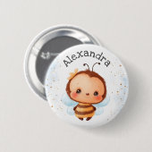 Cute Girl Bumblebee Kids Button (Vorne & Hinten)