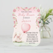 Cute Girl Bunny Baby Shower Invitation Einladung (Stehend Vorderseite)