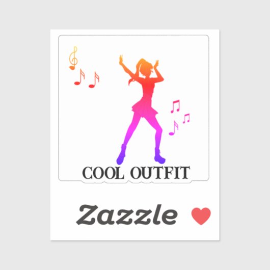 Cute Girl Dancing withe note music-k-pop Aufkleber (Blatt)