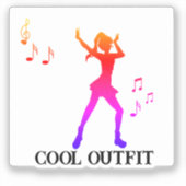 Cute Girl Dancing withe note music-k-pop Aufkleber (Vorderseite)