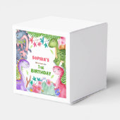 Cute Girl Dinosaur 1st Birthday Favor Box Geschenkschachtel (Rückseite)