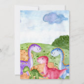 Cute Girl Dinosaur 1st Birthday Invitation Einladung (Rückseite)