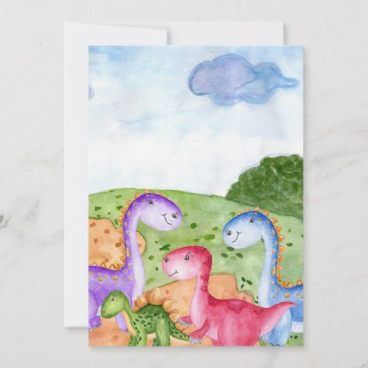 Cute Girl Dinosaur 1st Birthday Invitation Einladung (Rückseite)