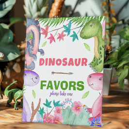 Cute Girl Dinosaur 1st Birthday Party Favors Sockelschild