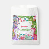 Cute Girl Dinosaur 1st Birthday Party Geschenktütchen (Vorderseite)