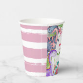 Cute Girl Dinosaur 1st Birthday Party Pappbecher (Rechts)