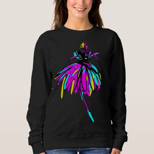 Cute Girl Dress Unique Hand Drawn Women Graphics Sweatshirt (Vorderseite)