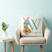 Cute Girl Easter Bunny Initial & Name Throw Pillow Kissen (Stuhl )