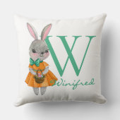 Cute Girl Easter Bunny Initial & Name Throw Pillow Kissen (Rückseite)