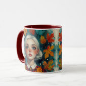 Cute Girl Fall Leaves Autumn Colors Tasse (Vorderseite Links)