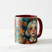 Cute Girl Fall Leaves Autumn Colors Tasse (VorderseiteRechts)