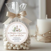 Cute Girl First Holy Communion Gifts and  Favors  Runder Aufkleber