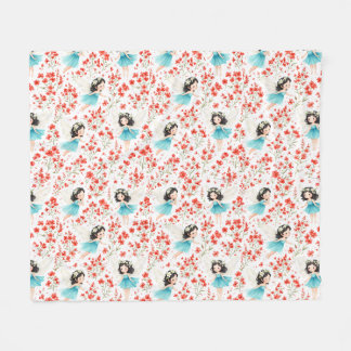 Cute Girl Floral Pattern Fleece Blanket – Soft Kid