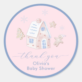Cute Girl Gingerbread Village Baby Shower  Runder Aufkleber