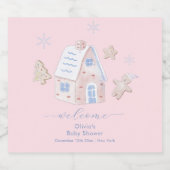 Cute Girl Gingerbread Village Baby Shower Welcome Schaumweinetikett (Einzelnes Label)