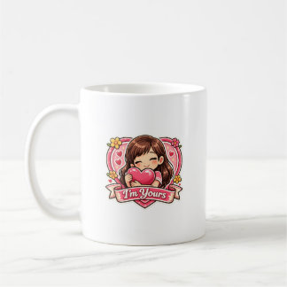 Cute Girl Hugging Heart Mug Kaffeetasse