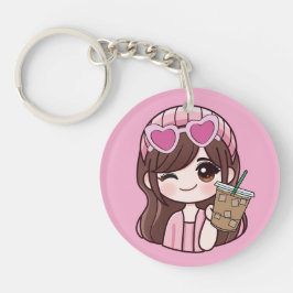 Cute Girl Iced Coffee Keychain Schlüsselanhänger