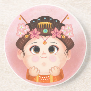 Cute girl in a China Princess costume  Candy Tin Getränkeuntersetzer