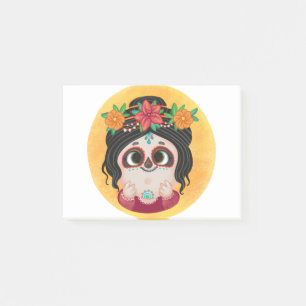 Cute girl in a Day of the Dead Halloween costume Post-it Klebezettel