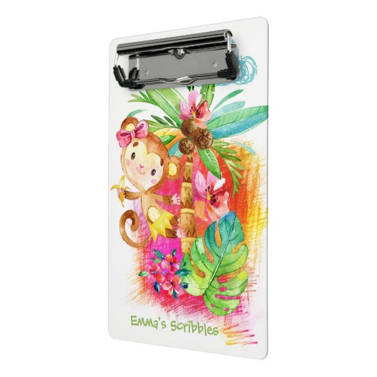 Cute Girl Monkey Climbing Tree Mini Klemmbrett (Gewinkelt2)