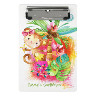 Cute Girl Monkey Climbing Tree Mini Klemmbrett