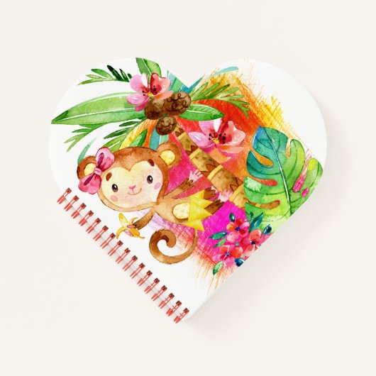 Cute Girl Monkey Climbing Tree Notizblock (Vorderseite)