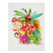Cute Girl Monkey Climbing Tree Poster (Vorderseite)