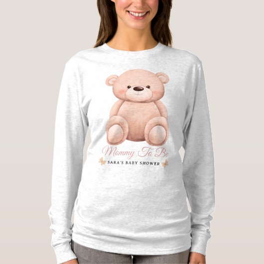 Cute Girl Orange Teddy Bear Mommy To BeBaby Shower T-Shirt (Vorderseite)
