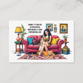 Cute Girl Pet Sitter Dog Walker Visitenkarte (Rückseite)