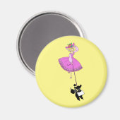 Cute Girl Pink Dress Black Poodle Original Cartoon Magnet (Vorderseite/Rückseite)