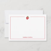 Cute Girl Pink Strawberry Personalized Note Card (Vorderseite)