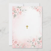 Cute Girl Praying Pink Bow First Holy Communion Einladung (Rückseite)