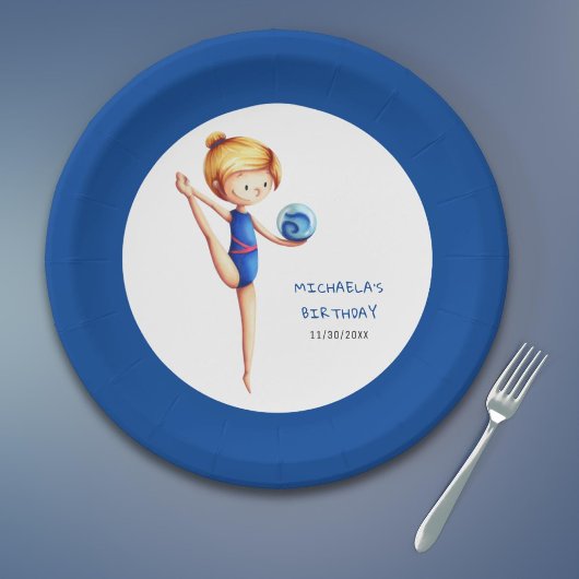 Cute Girl Rhythmic Gymnastics Birthday Party Pappteller