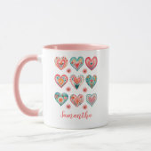 Cute Girl Watercolor Valentine Hearts Tasse (Links)