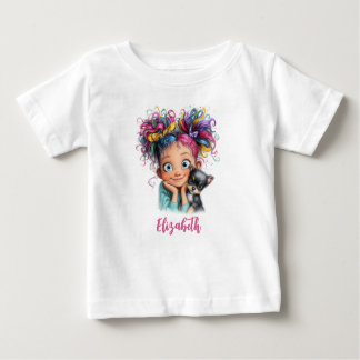 Cute Girl with Puppy Baby T-shirt