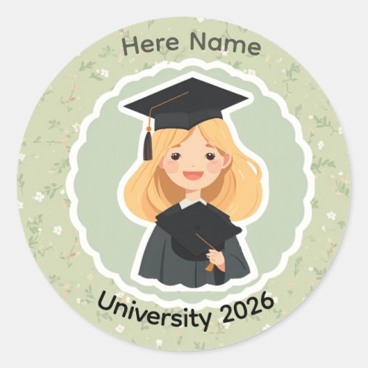 Cute Girle  Graduation Sticker (Vorderseite)