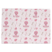 Cute Girls Birthday Pink Dinosaur Große Geschenktüte (Rückseite)