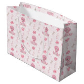 Cute Girls Birthday Pink Dinosaur Große Geschenktüte (Rückseite Schrägansicht)