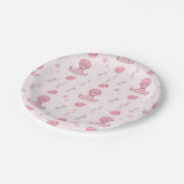 Cute Girls Birthday Pink Dinosaur Pappteller (Schrägansicht)