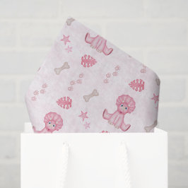 Cute Girls Birthday Pink Dinosaur Seidenpapier