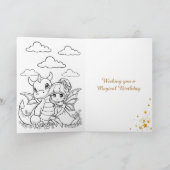 Cute Girl's Fairy and Dragon Themed Birthday Karte (Innenseite)