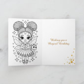 Cute Girl's Fairy and Dragon Themed Birthday Karte (Innenseite)