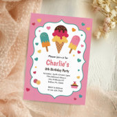 Cute Girls Ice Cream 8th Birthday Party Einladung