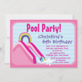 Cute Girls Pool Party Birthday Party Einladung (Vorderseite)