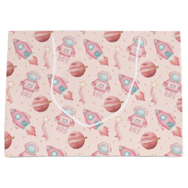Cute Girls Space Birthday Pink Astronaut Große Geschenktüte