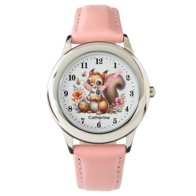 Cute girls squirrel lovers add name  armbanduhr (Vorderseite)