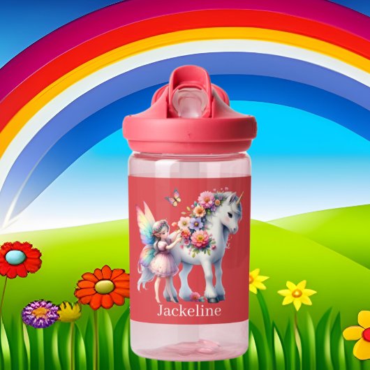 Cute girls unicorn fairy add name trinkflasche
